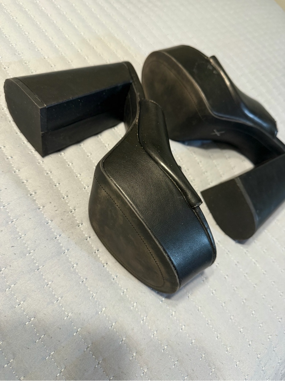 Steve Madden Black Platform Block Heel Mules 10 - Picture 2 of 7